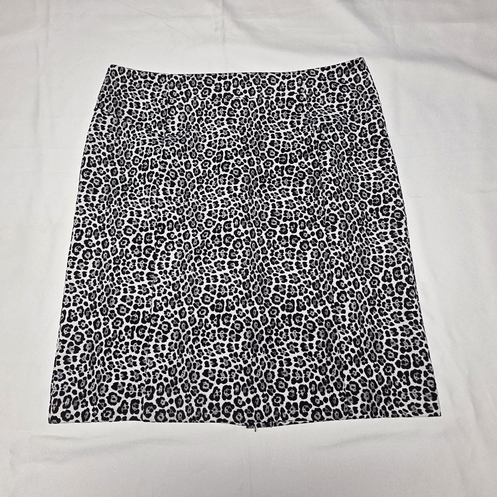 MICHAEL Michael Kors Black & White Leopard-Print Pencil Skirt